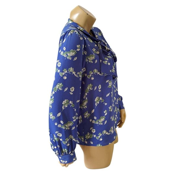 J CREW Womens Size Medium Tie Neck Long Sleeve Floral Print Button Front Shirt - Picture 3 of 8